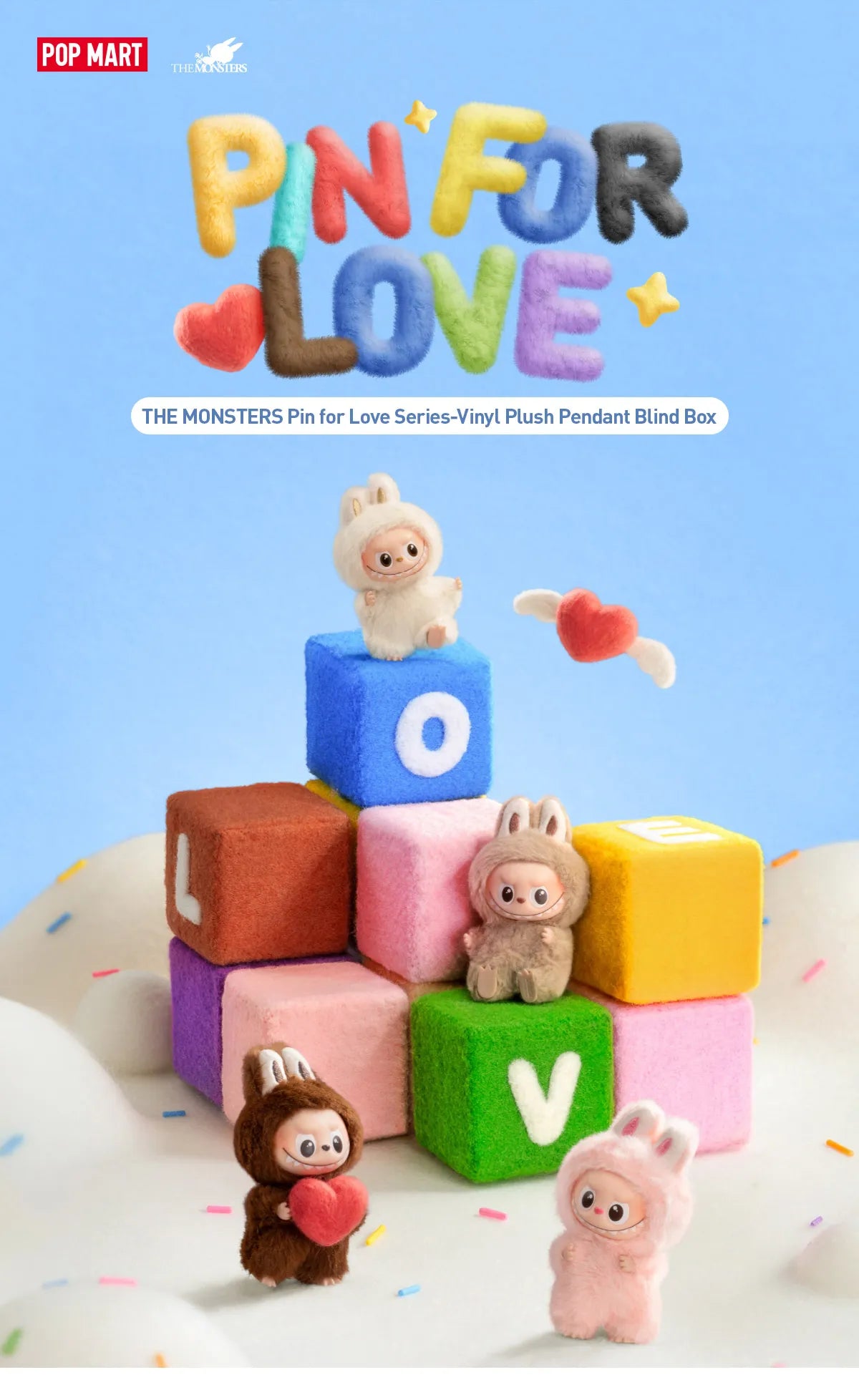 THE MONSTERS Pin for Love Series-Vinyl Plush Pendant Blind Box (A-M)-preorder
