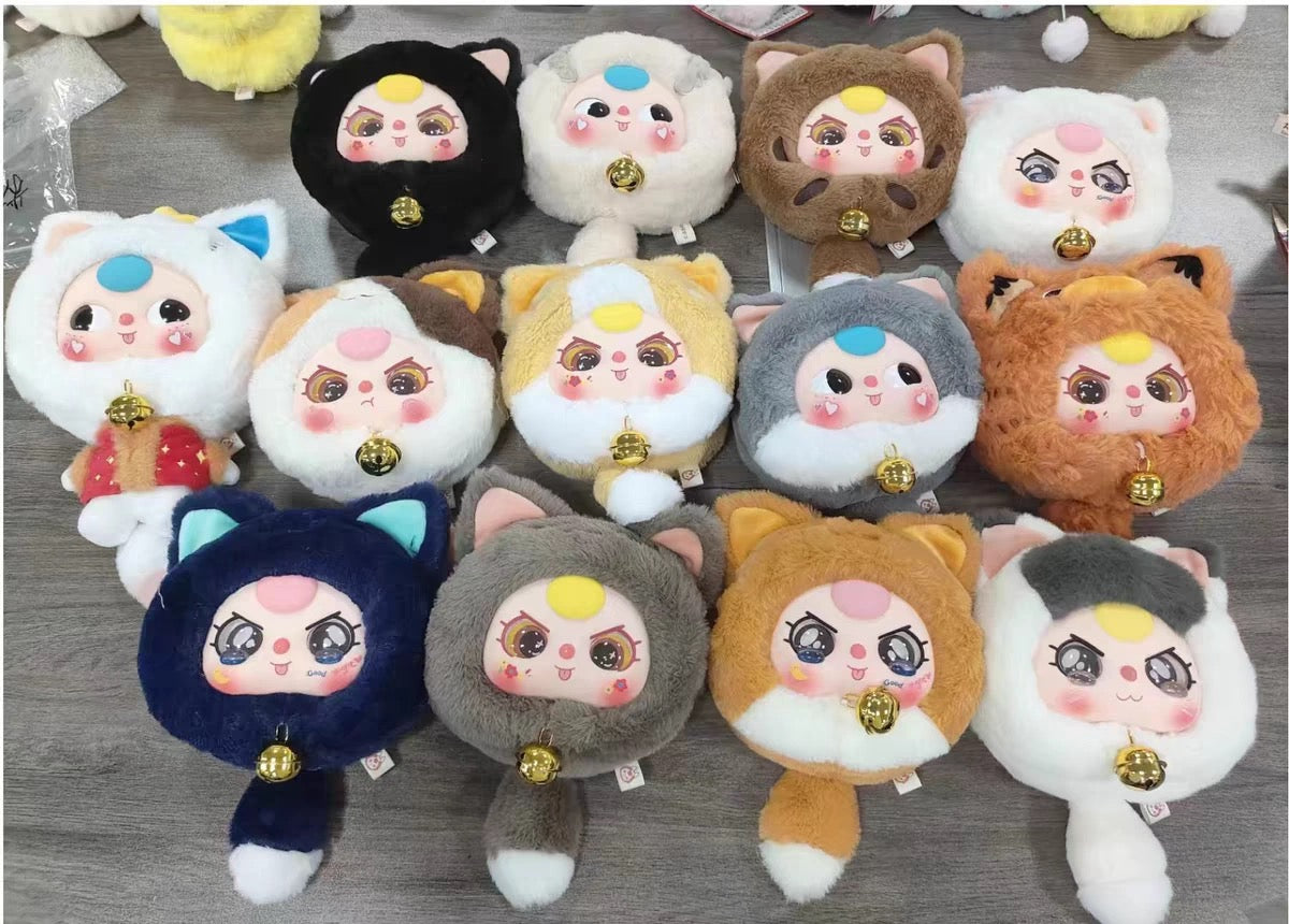 (B153)Babythree- Fortune cat zipper bag blind box arttoy