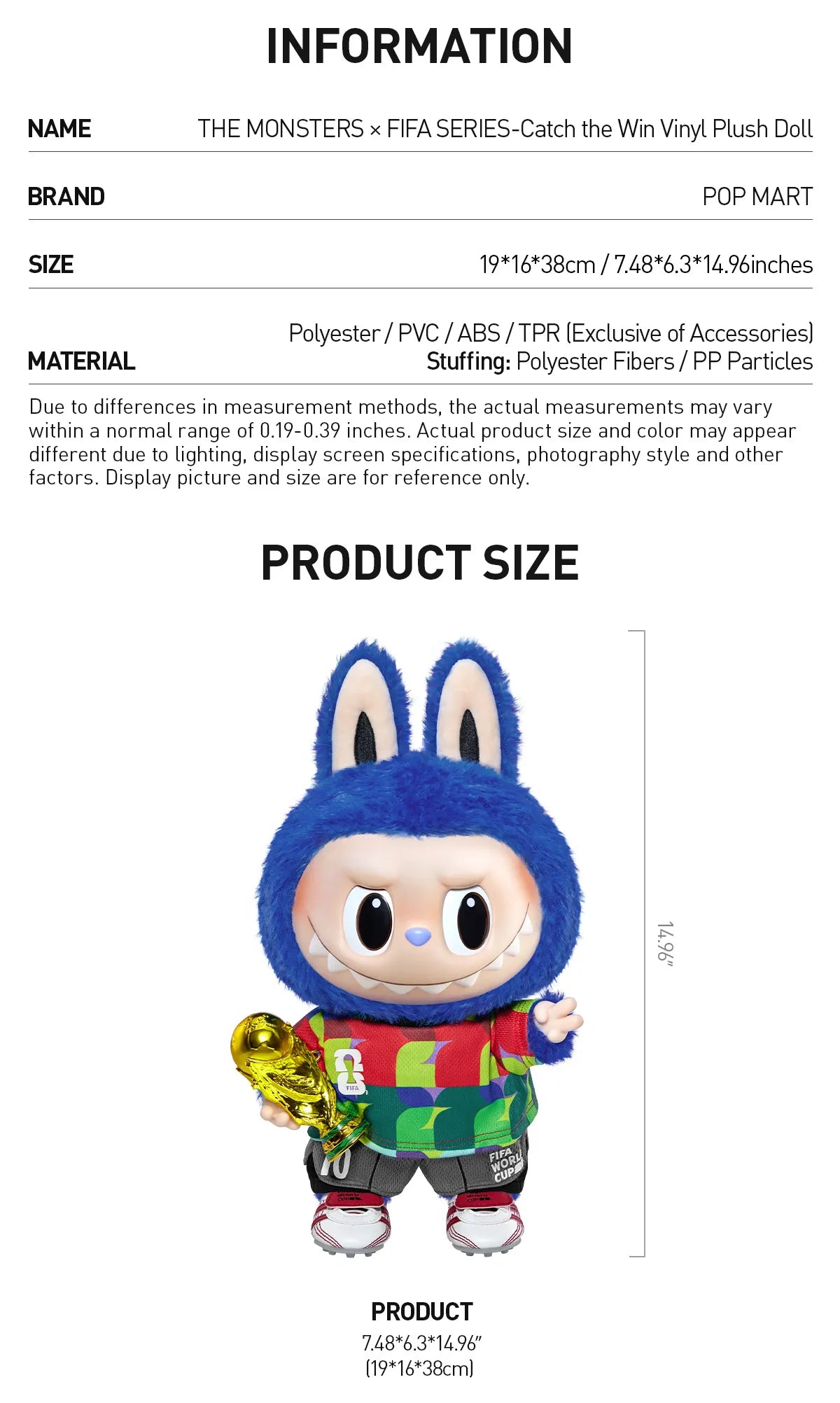 THE MONSTERS ?¨¢ FIFA SERIES-Catch the Win Vinyl Plush Doll