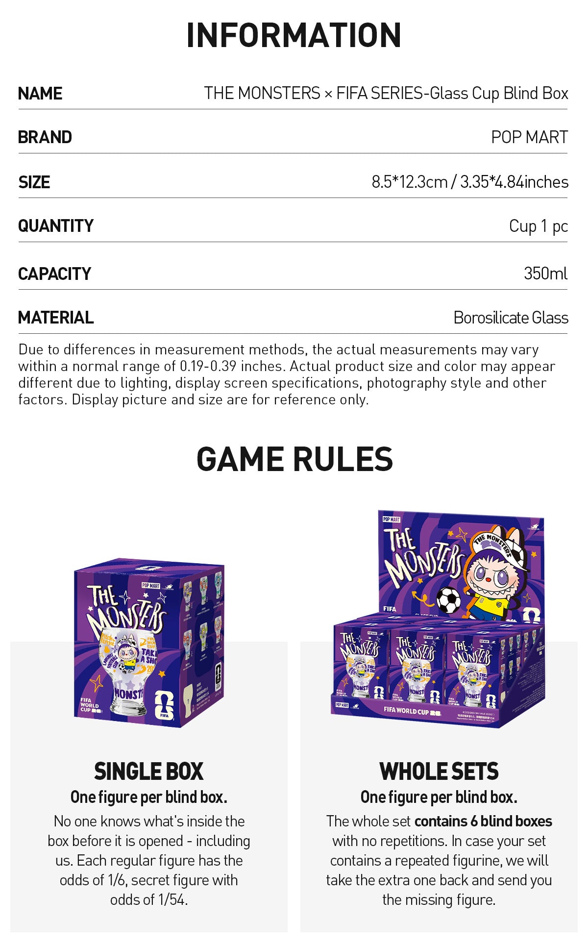 The Monsters X FIFA SEIRIES -Glass Cup Blind Box-Preorder